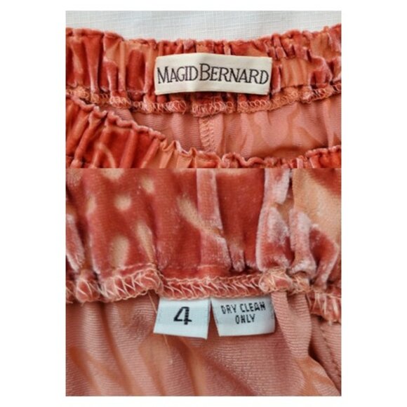 Magid Bernard Peach Silk 2-Pc Velvet Burnout Floral Vintage Chic Loungewear Sz S - Picture 12 of 16